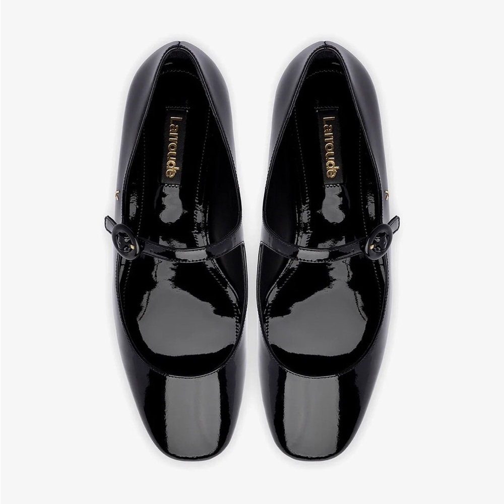 Larroudé Blair Ballet Flat in Black Patent Size 8.5 Parisian Mary Jane Flats - Picture 2 of 12